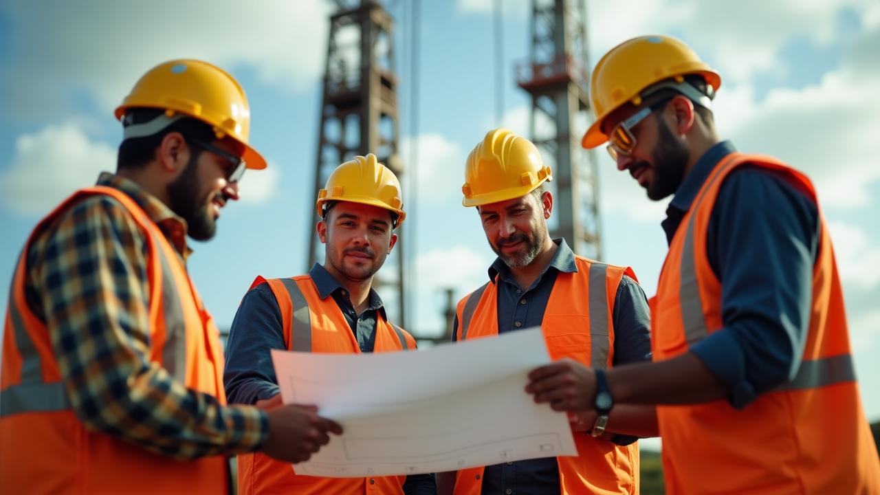 Trabajadores petroleros utilizando tecnología avanzada